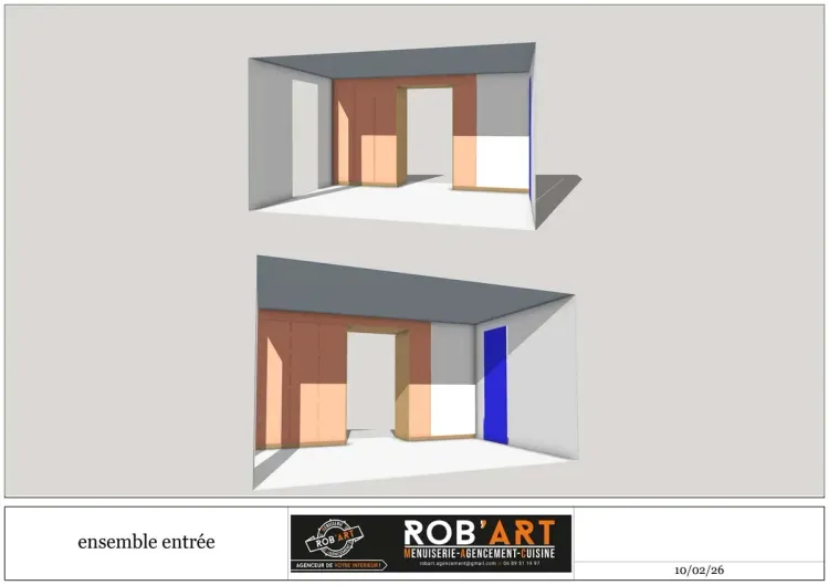Projet d’aménagement d’entrée en bois, visuel 3D Rob’Art